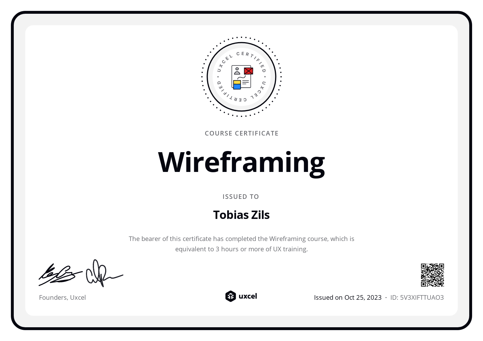 Tobias Zils's certificate